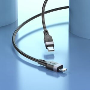 CABLE CHARGE RAPIDE USB-C – LIGHTNING – 2M 2,4A NOIR